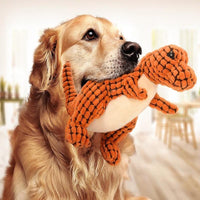 Giant Dinosaur Chew Toy for Dogs Plush Squeaky Interactive Pet Toy,  Paws and Whiskers